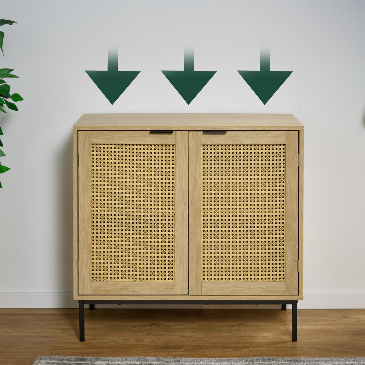 SIDEBOARD - Hellbraun, Holzwerkstoff/Kunststoff (80/76/35cm) - Relaxdays