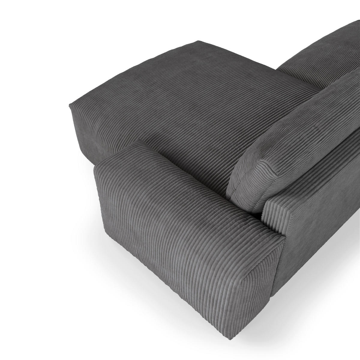 ECKSOFA RECHTS Gerippter Samt Anthrazitgrau 310cm - Dunkelgrau/Anthrazit, Textil (310/174cm) - Sia Home
