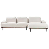 3-SITZER-ECKSOFA hellbeige rechtsseitig Mariferd - Beige/Dunkelbraun, Textil (316/146cm) - Beliani