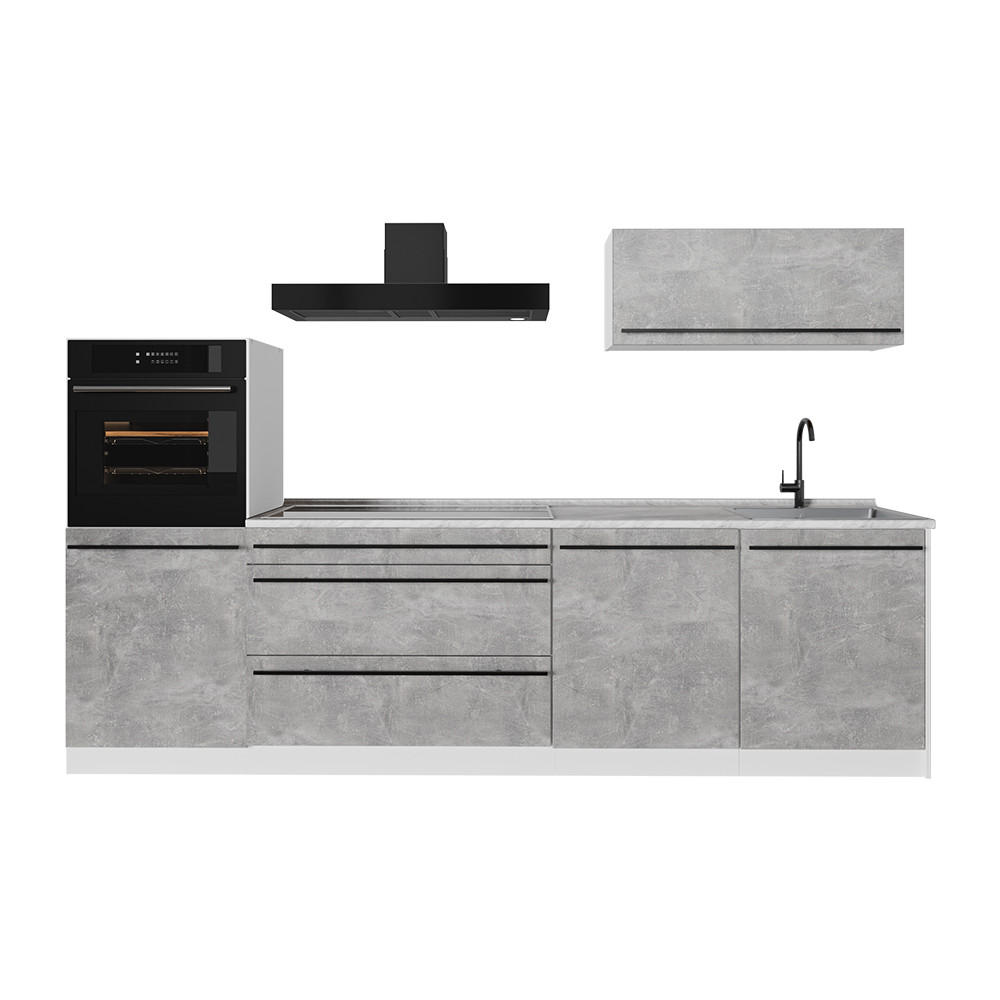 Vicco KUCHYŇSKÝ KOUT R-Line, Beton/Bílá, 280 cm pracovná doska Mramor