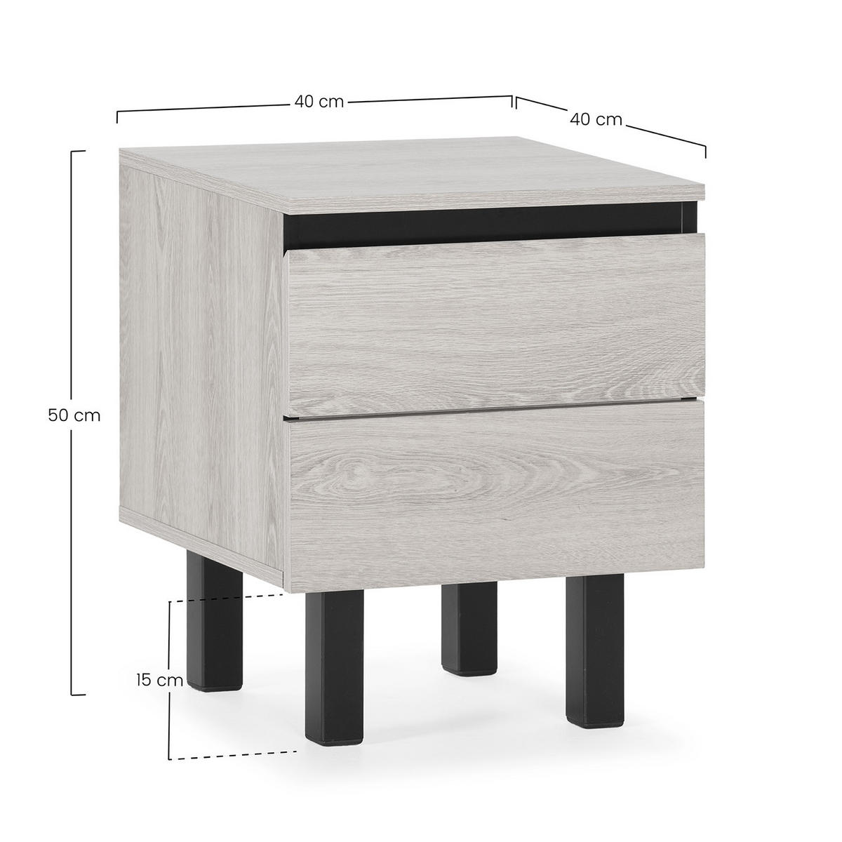 NACHTTISCH Molina, eichefarben - Honigeiche, Holzwerkstoff/Metall (40/50/40cm) - VS Venta-stock