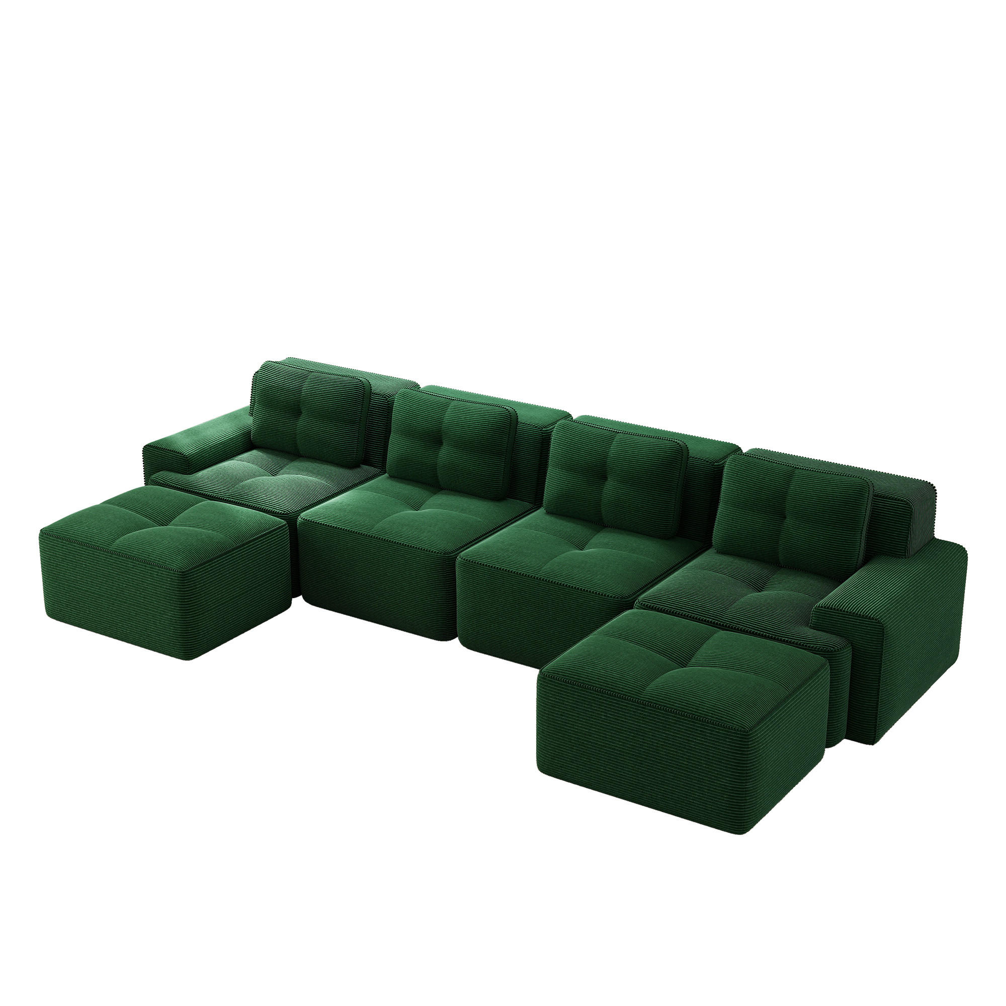 WOHNLANDSCHAFT DE-34113 modular 4-Sitzer mit Chaiselongue Grün - Grün, Textil (177/69/382cm) - ComfortXL