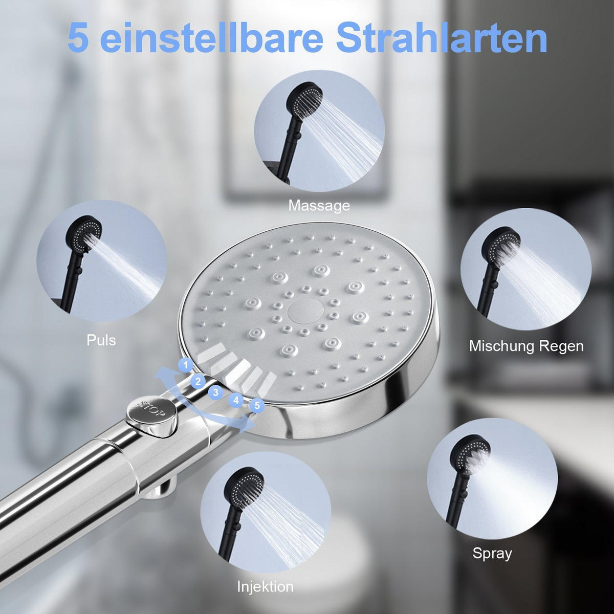 DUSCHKOPF HydroBreeze - Silberfarben, Kunststoff (4/27.5/10cm) - Nettlife