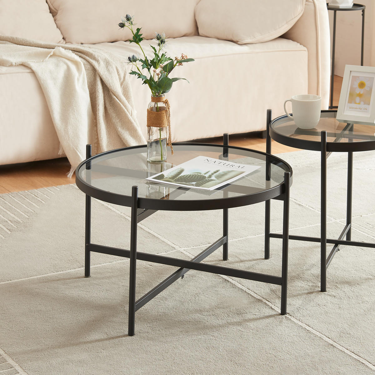 COUCHTISCH Lier 39.5/61 cm - Schwarz, Metall (61/61/39.5cm) - [en.casa]
