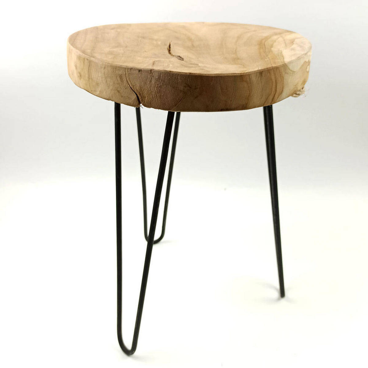 BEISTELLTISCH rund, Holz, Schwarz - Braun, Metall (30/30/42cm) - Home Styling Collection