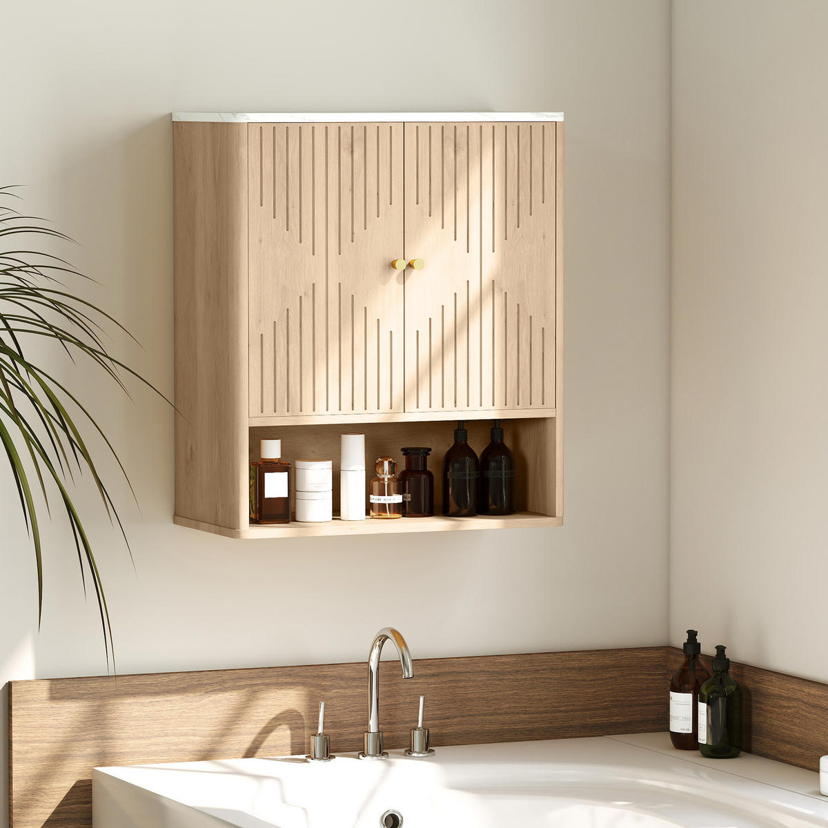 HÄNGESCHRANK Eiche 1 Stück - Beige, Kunststoff (60/70/18cm) - GiPP