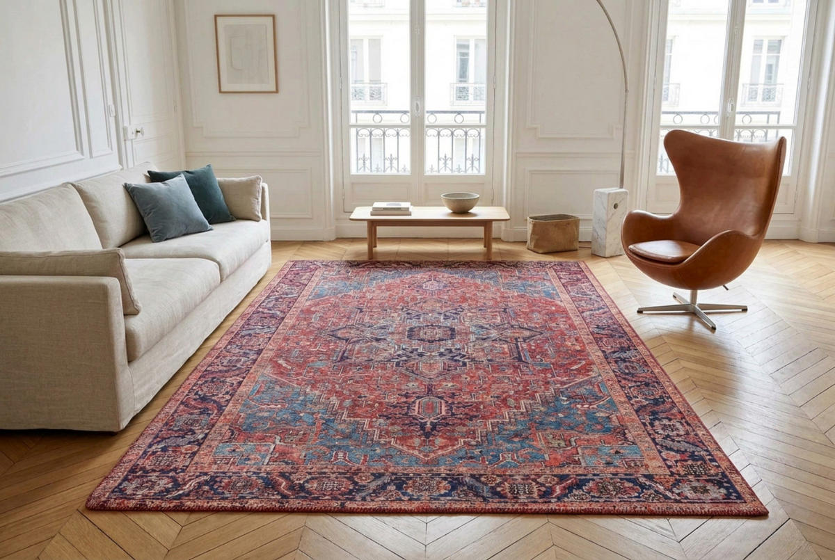 TEPPICH Design englische Nahtverarbeitung rot - Rot, Textil (120/160cm) - AFK Living