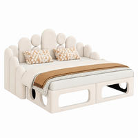 SCHLAFSOFA 2-in-1 180x200 cm Samt Beige mit Haustierbett - Beige, Holz (180/200cm) - Meubliv