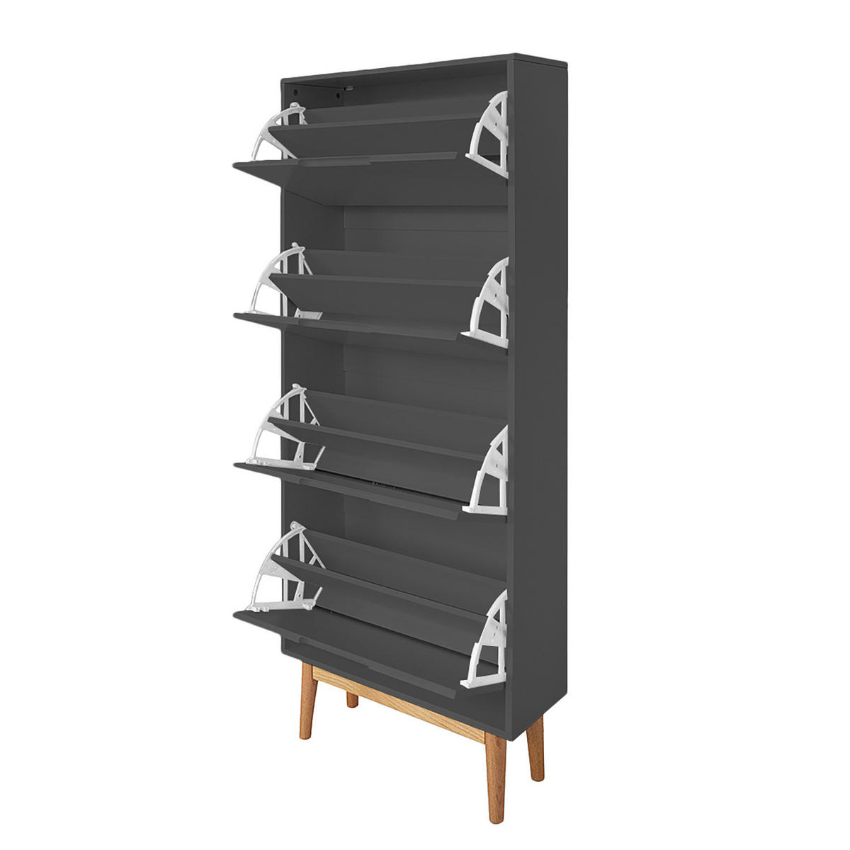 SCHUHKIPPER - Eichefarben/Grau, Holzwerkstoff (63/162/24cm) - home24