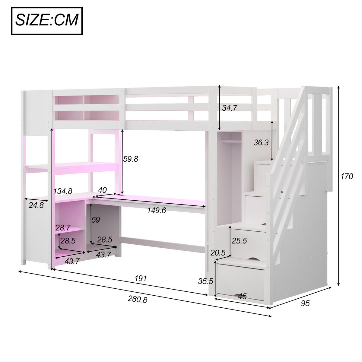 HOCHBETT Holz 90/200 cm Weiß - Weiß, Holz/Holzwerkstoff - Raumix