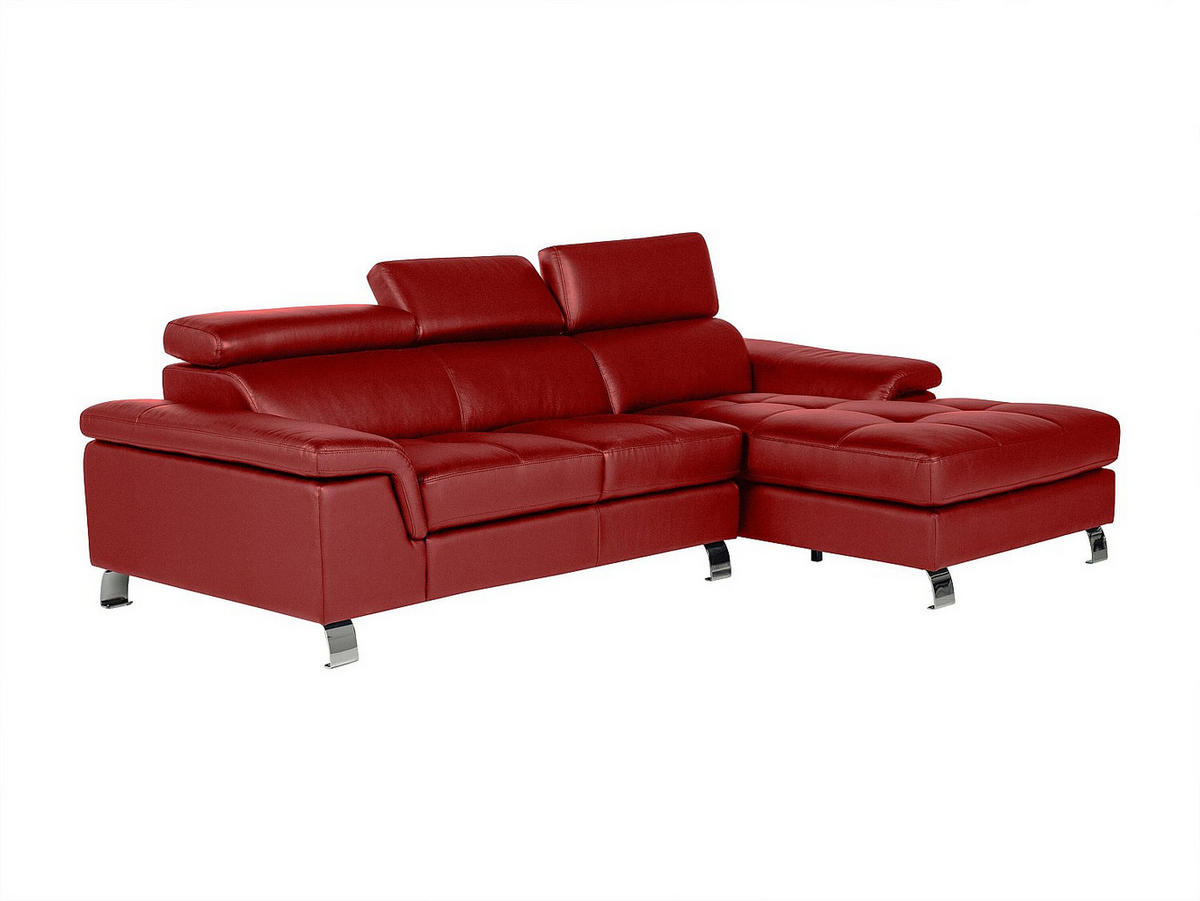 SOFA - 4 Personen - leder - rot Mishima - Rot, Leder (260/79/167cm) - Vente-Unique