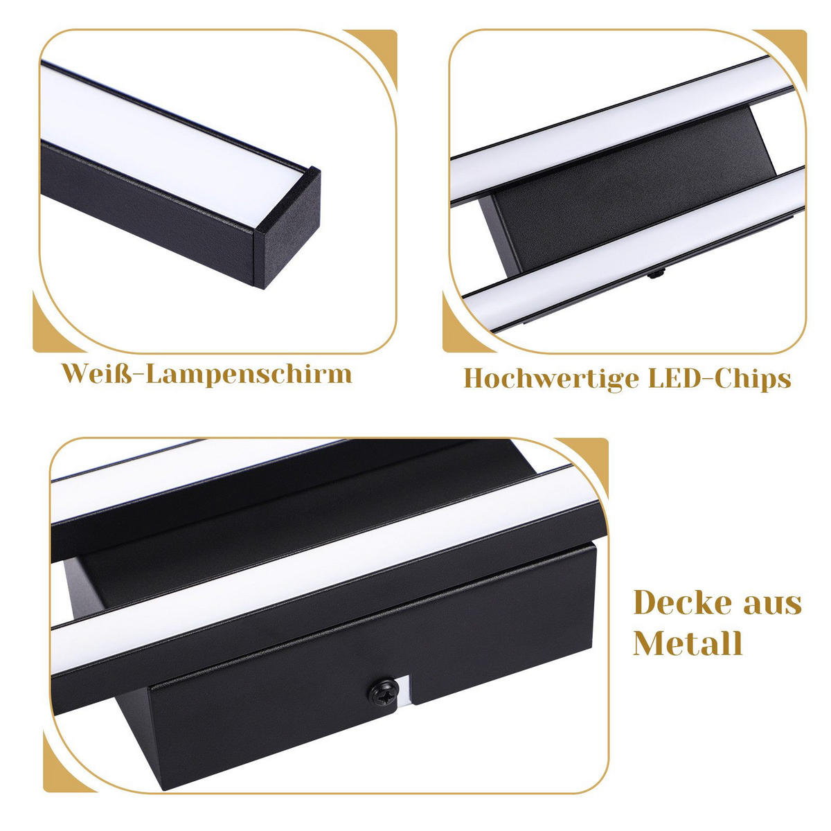 LED-DECKENLEUCHTE Passau 61.5/7/4.8 cm - Schwarz, Metall (61.5/7/4.8cm) - Nettlife