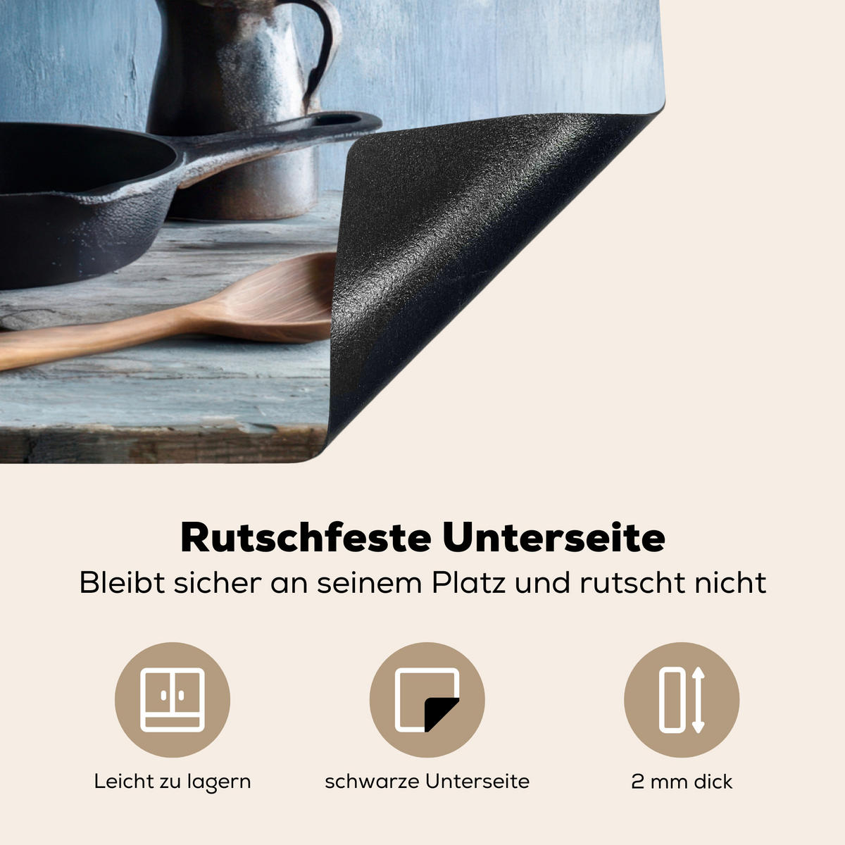 HERDABDECKPLATTE Stilleben - Kräuter - Rustikal Herdabdeckung Induktionsfeld 75x52 cm - Blaugrau, Kunststoff (75/52/0.2cm) - MuchoWow
