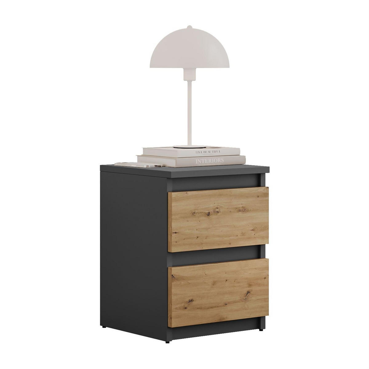 NACHTTISCH HANA M2 Artisan Eiche / Anthrazit - Eiche Artisan, Holzwerkstoff (30/40/30cm) - Lookway