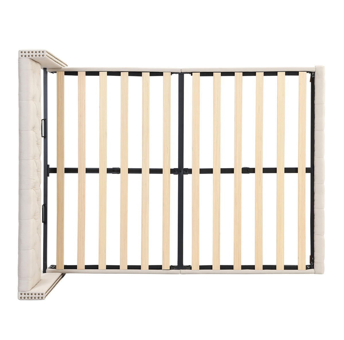 POLSTERBETT aus Leinen 160x200 cm Beige mit Lattenrost und gepolstertem Kopfteil - Beige, Textil (160/200cm) - IVMEU