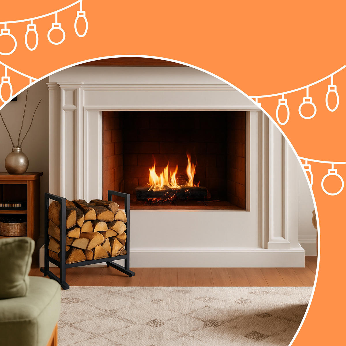 KAMINHOLZREGAL - Schwarz, Metall (60/62/49cm) - Relaxdays