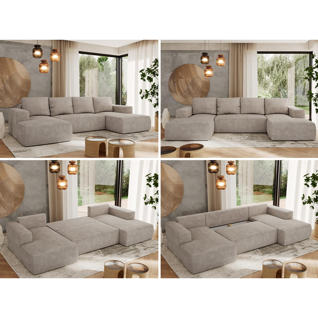 Thumbnail - MKS Wohnlandschaft, Beige, Textil, 5-Sitzer, U-Form, 334x91x163 cm, Wohnzimmer, Sofas & Couches, Wohnlandschaften, Wohnl...