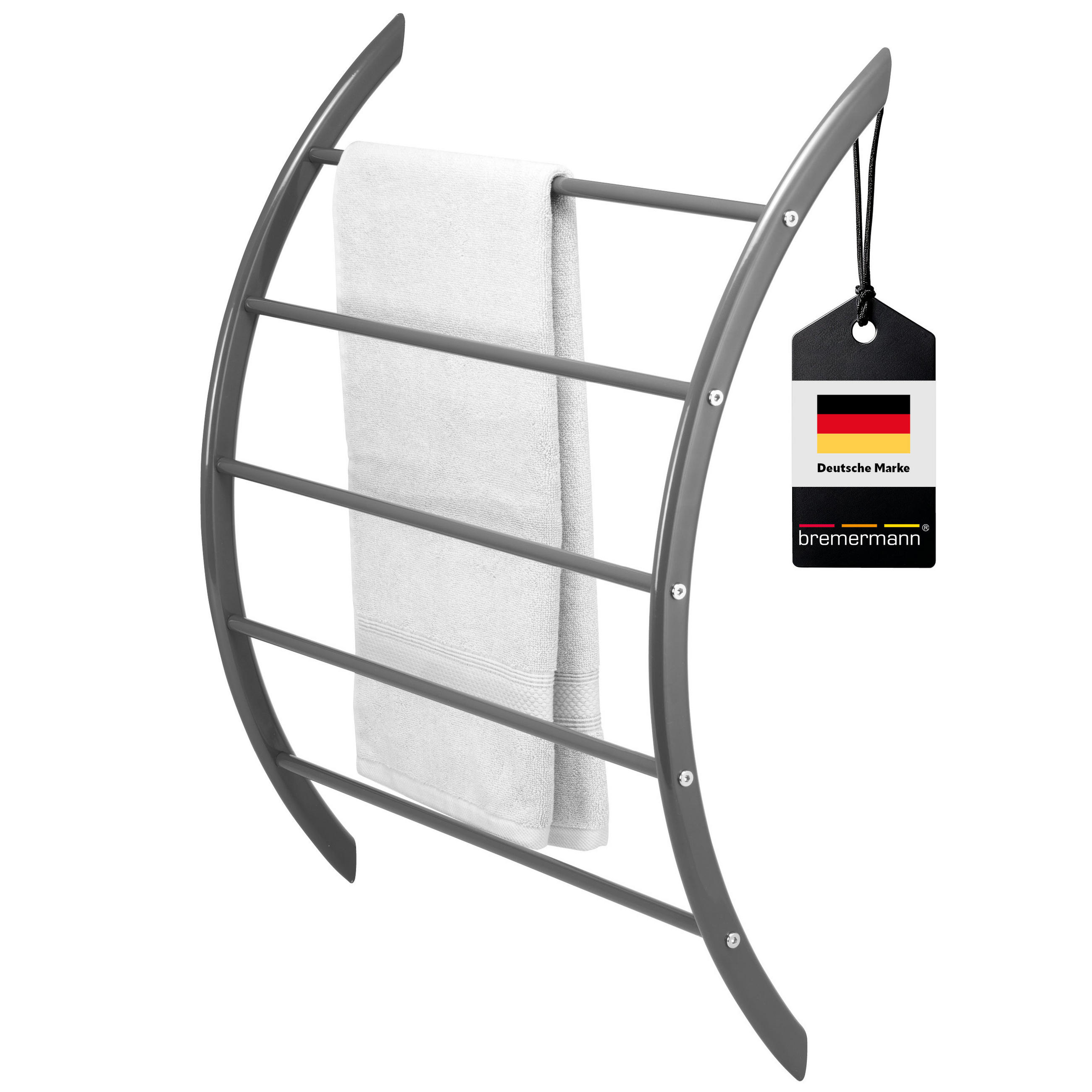 HANDTUCHHALTER, grau, Metall - Grau, Metall (56/69/15cm) - bremermann