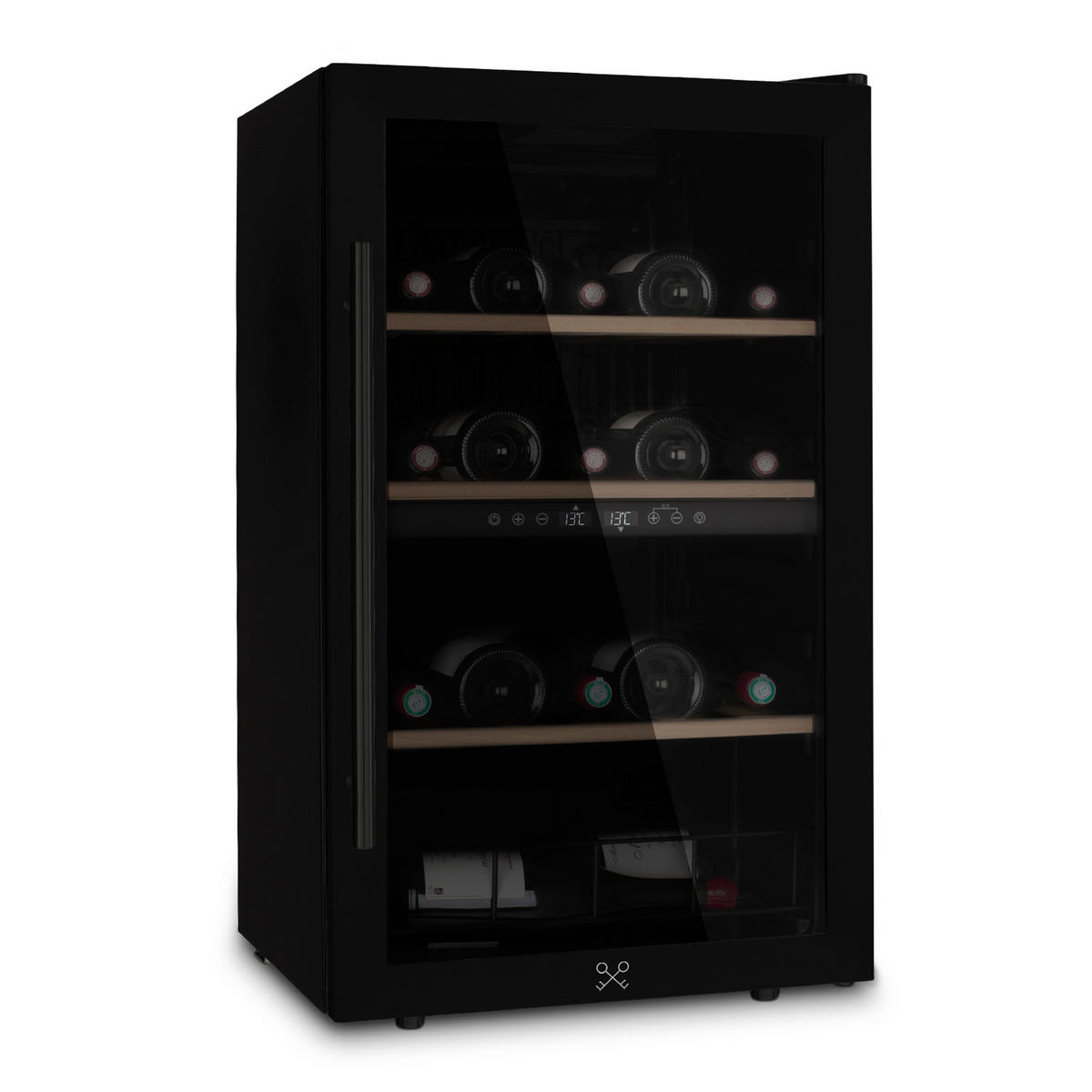 WEINKÜHLSCHRANK CAVCEB32 Schwarz, 32 Flaschen, Kapazität 82 L, Elegantes Design aus Edelstahl, Anti-UV, LED - Schwarz, Metall (38/83/57.5cm) - Les Petits Champs