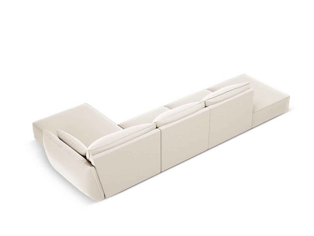 ECKSOFA rechts Kaelle aus Samt leichtes beige 5 Sitzplätze - Creme, Textil (171/364cm) - Micadoni