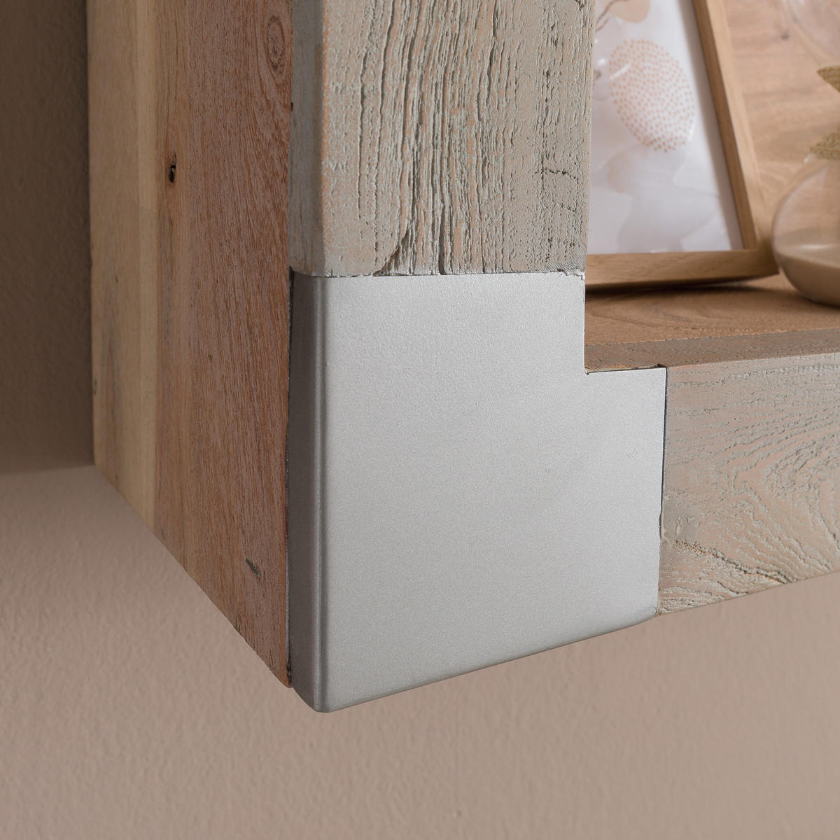 WANDREGAL Akazie 240x22x24 beige lackiert Amsterdam #124 - Beige, Holz (240/24/22cm) - Massivmoebel24