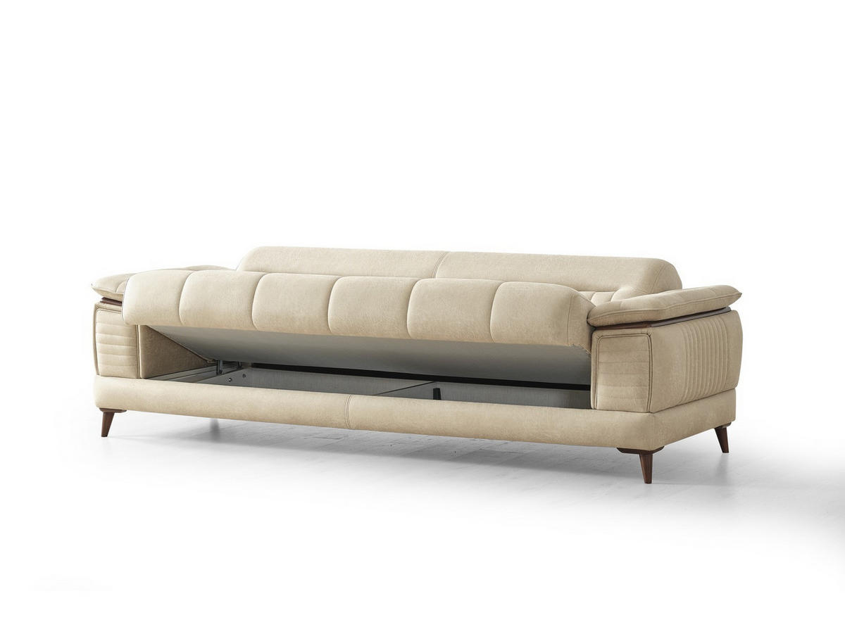 SITZGARNITUR Baoshi, Beige Stellvariante 3+2+1 - Beige, Holz/Holzwerkstoff (240/80/95cm)