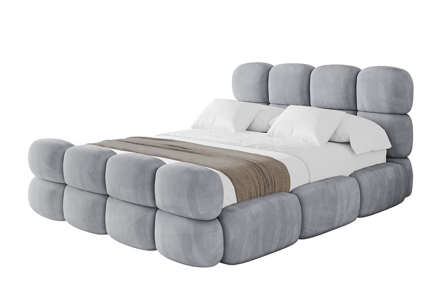 POLSTERBETT mit Bettkasten, Fußteil und Lattenrost, Bett mit Matratze H3/H4 - NOMA-Z 200x200 Hellgrau - Hellgrau, Holzwerkstoff/Textil (200/200cm) - ALTDECOR