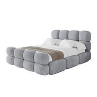 POLSTERBETT mit Bettkasten, Fußteil und Lattenrost, Bett mit Matratze H3/H4 - NOMA-Z 200x200 Hellgrau - Hellgrau, Holzwerkstoff/Textil (200/200cm) - ALTDECOR