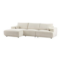 ECKSOFA - Ecke links - Chenille-Stoff - Beige - EMABI - Beige, Textil (320/169cm) - Vente-Unique