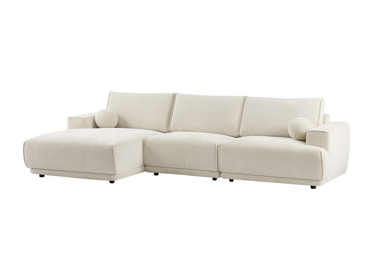 ECKSOFA - Ecke links - Chenille-Stoff - Beige - EMABI - Beige, Textil (320/169cm) - Vente-Unique