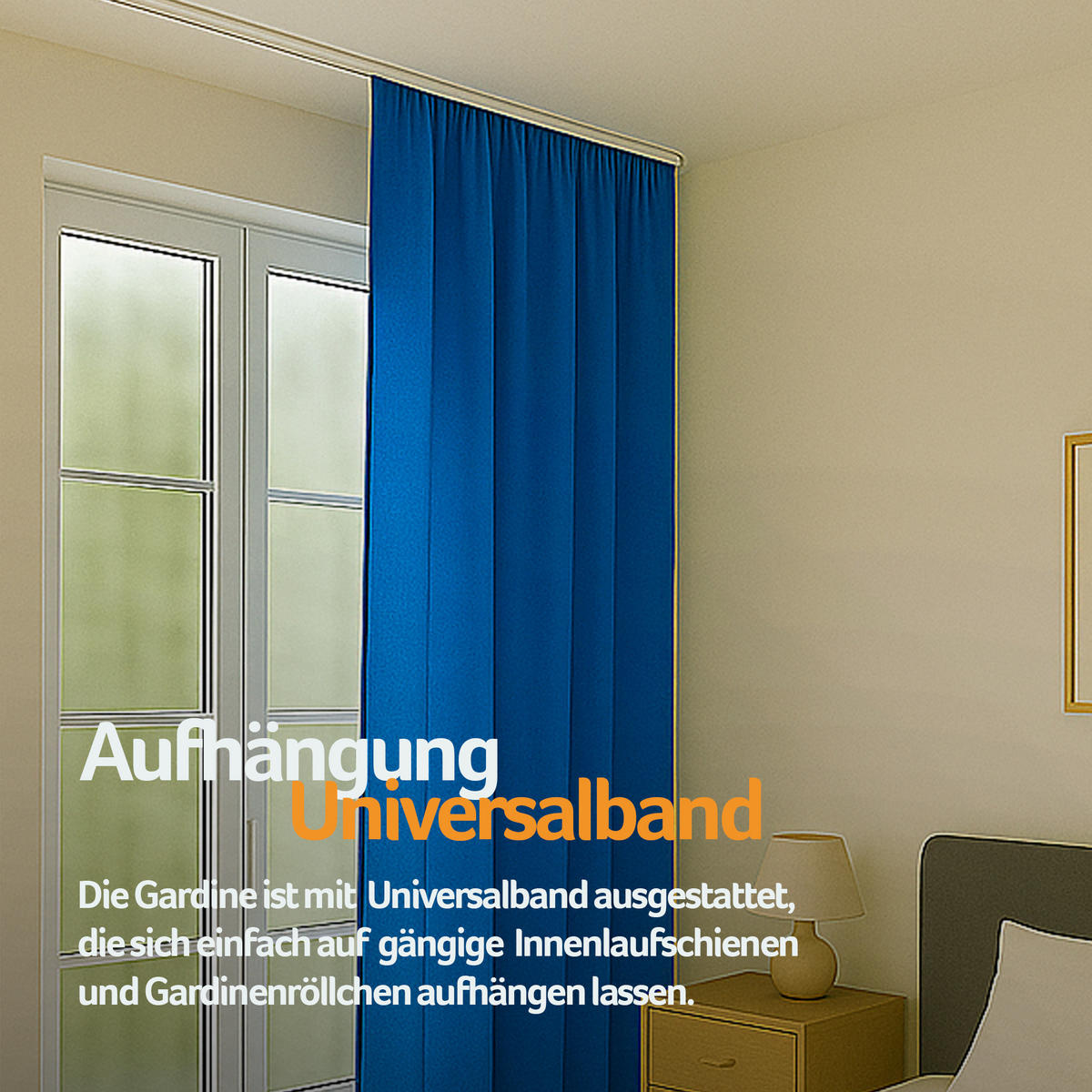 VORHANG Blickdicht ( 140x245cm ) mit Kräuselband / Universalband in Blau - Blau, Textil (140/245cm) - Bestlivings