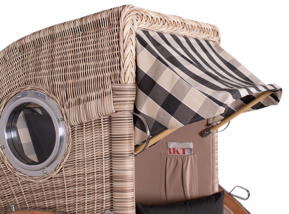 STRANDKORB Düne 1-Sitzer Teak 505 - Anthrazit/Braun, Holz/Textil (98/165/80cm) - Mr. Deko