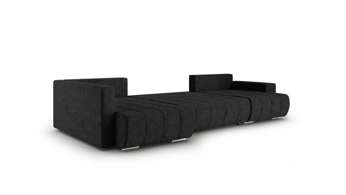 WOHNLANDSCHAFT Armanda - Schwarz, Holzwerkstoff/Textil (392/83/185cm) - Fun Möbel