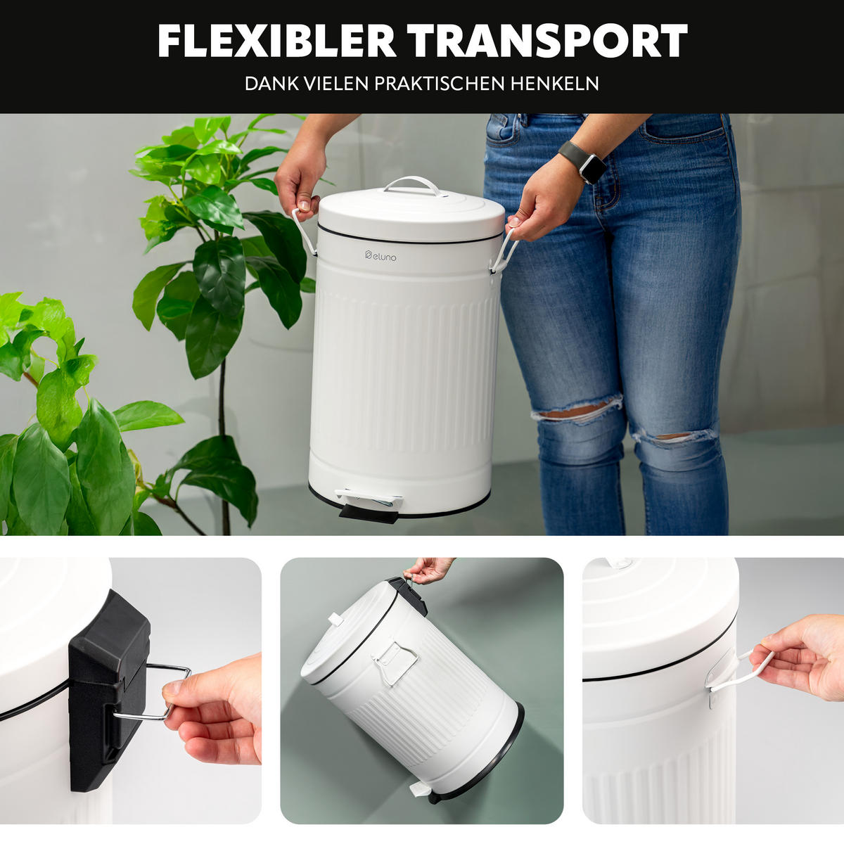 ABFALLEIMER Treteimer VINTAGE, 20 Liter, aus Metall, weiß - Weiß, Metall (30.5/47.5/38cm) - eluno