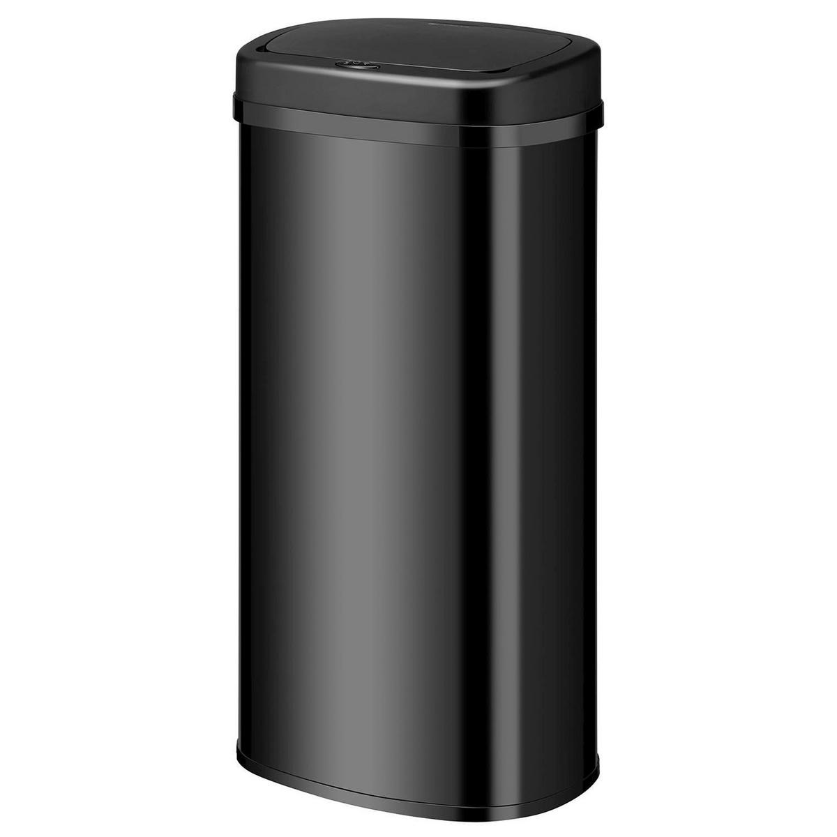 MÜLLEIMER viereckig 70L schwarz mit Sensor - Schwarz, Metall (40/73/29cm) - Juskys
