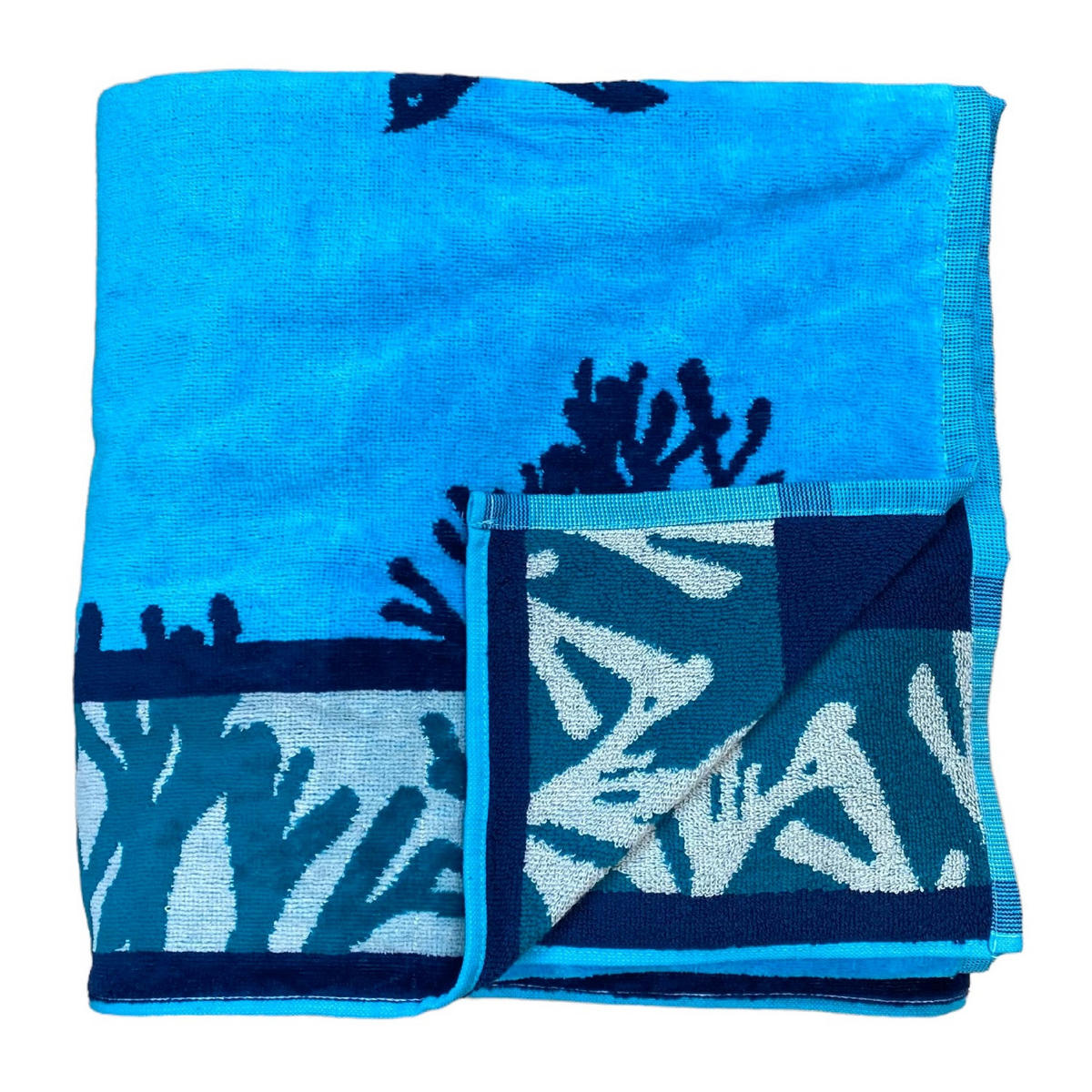 STRANDTUCH Frottee Velours Jacquard Latoti 140x180 400g/m² - Blau, Textil (140/180cm) - LE COMPTOIR DE LA PLAGE