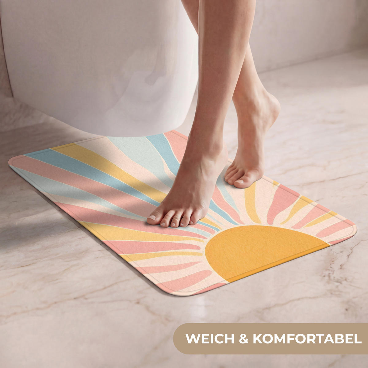 WC PŘEDLOŽKA Ilustrace - Slunce - Pastelové barvy 40x60 cm - pastelově modrá, textil/plast (40/1cm) - OnlyWow