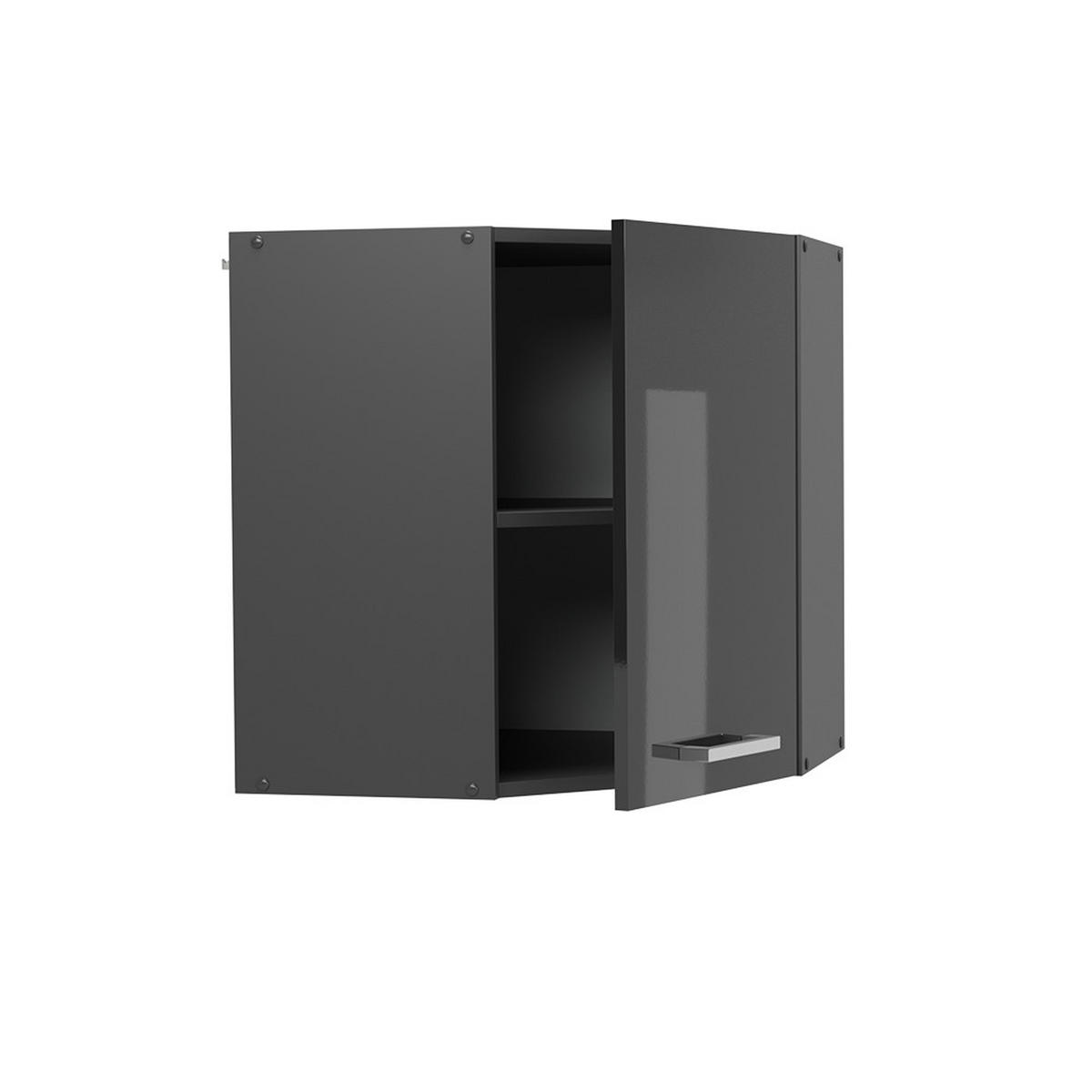 ROHOVÝ VĚŠÁK NA STĚNU R-Line Antracitový vysoký lesk - antracitová/vysoce lesklá černá, kompozitní dřevo (57/60/34.1cm) - Vicco