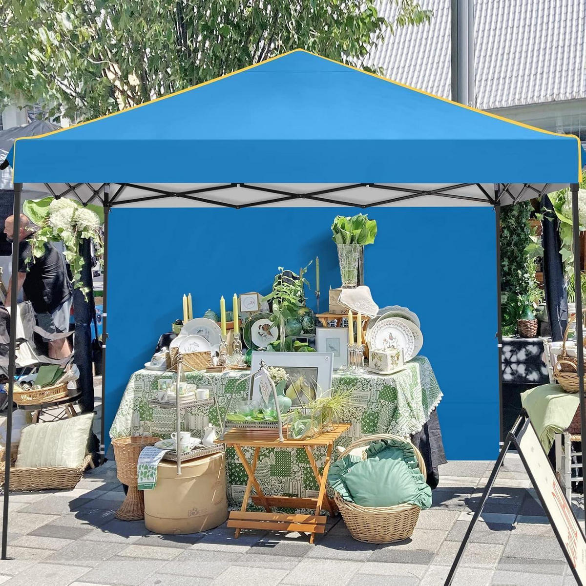 FALTPAVILLON 3 x 3 m wasserdicht mit Seitenwänden Lichtblau - Blau, Textil (299.7/271.8/299.7cm)