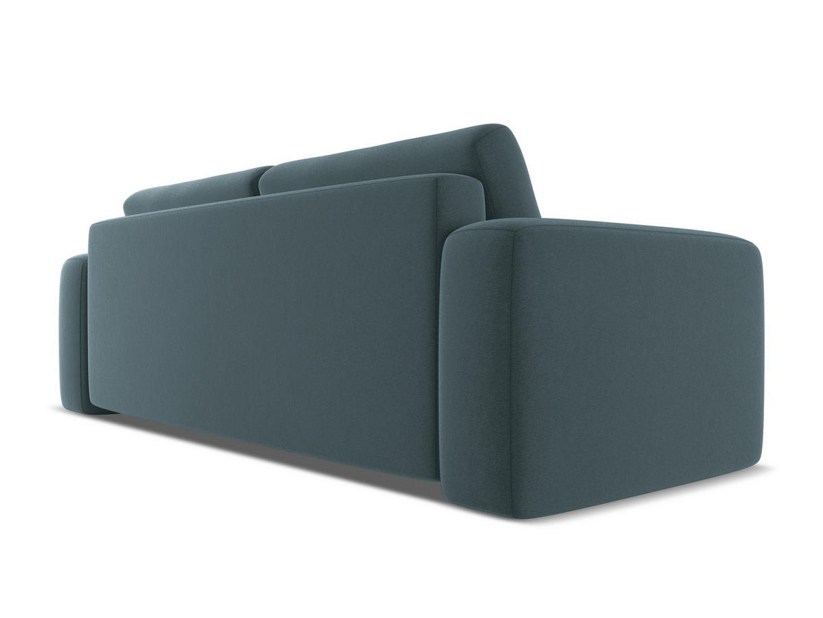 3-SITZER SOFA mit Schlaffunktion Samt Stoff Blau - Blau/Petrol, Kunststoff/Textil (242/91/100cm) - Makamii