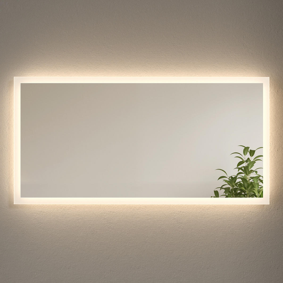 BADSPIEGEL mit Explosionsgeschützte Folie Beleuchtung 120/60/3,5 cm - Weiß, Glas (60/3.5/120cm) - EMKE