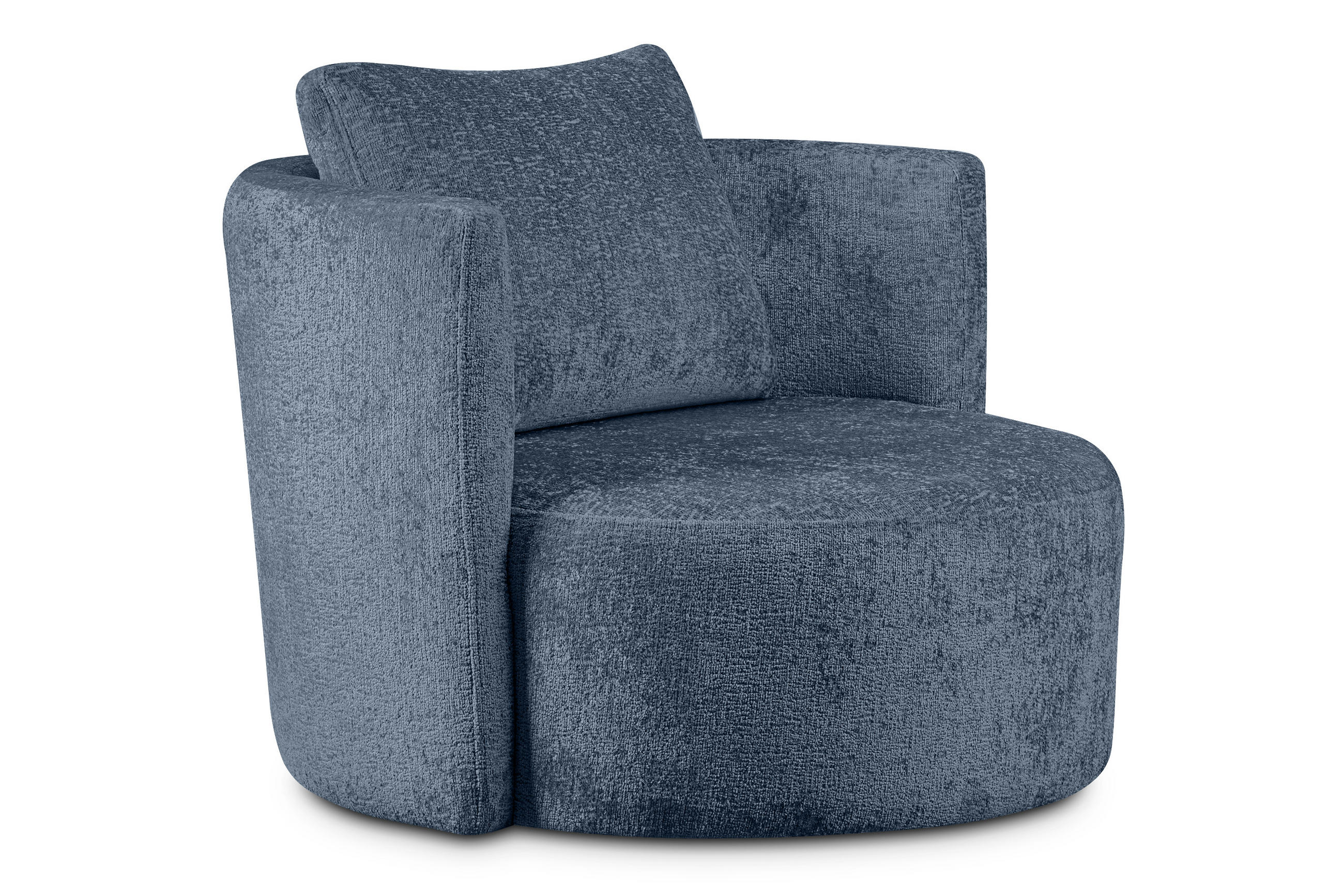DREHSESSEL RAGGI 360° Drehfunktion mit inklusive dekorativem Kissen, Dunkelblau - Dunkelblau, Textil (92/75/94cm) - KONSIMO®