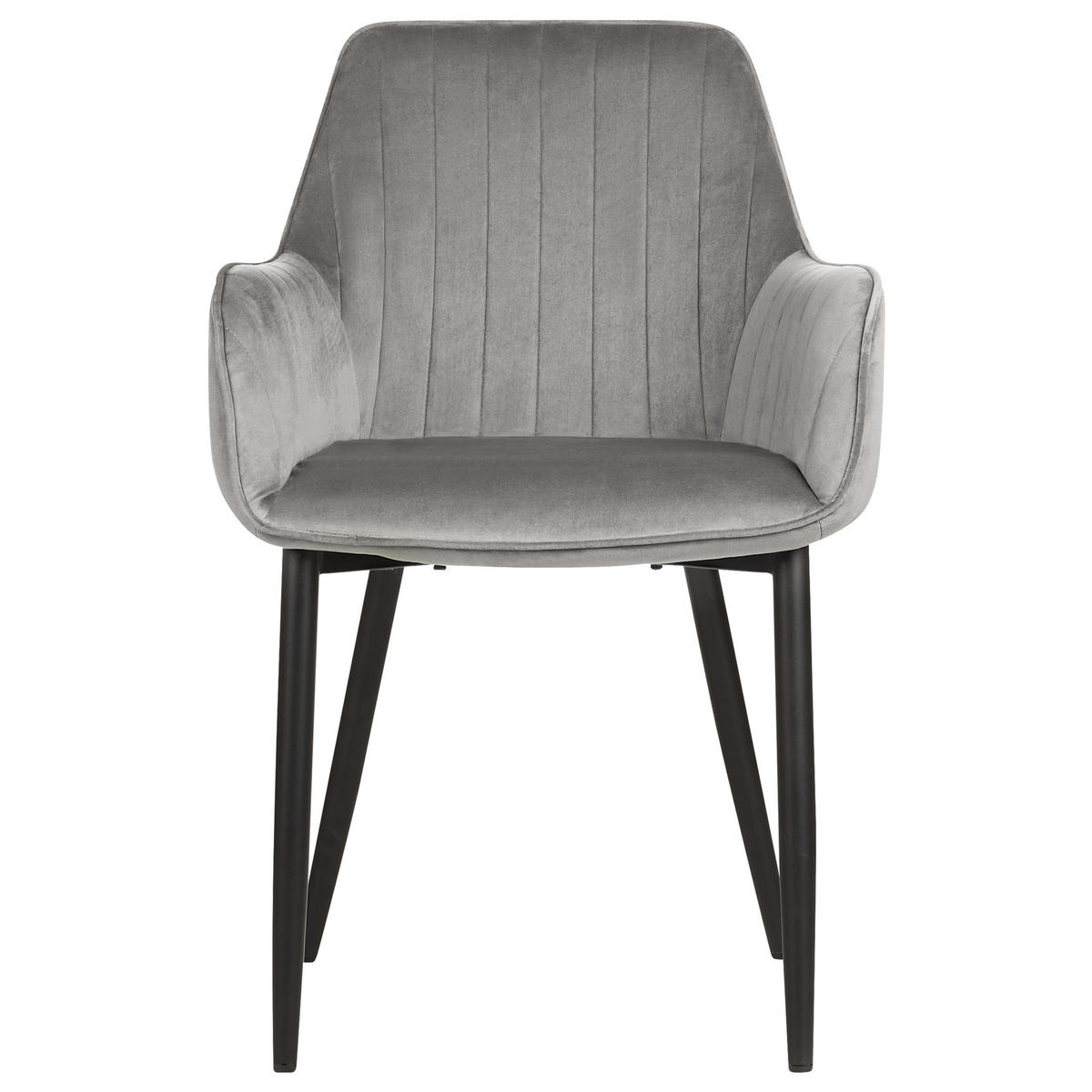 STUHL 2er-Set Samtstoff dunkelgrau Wellston - Schwarz/Grau, Textil (60/84/61cm) - Beliani