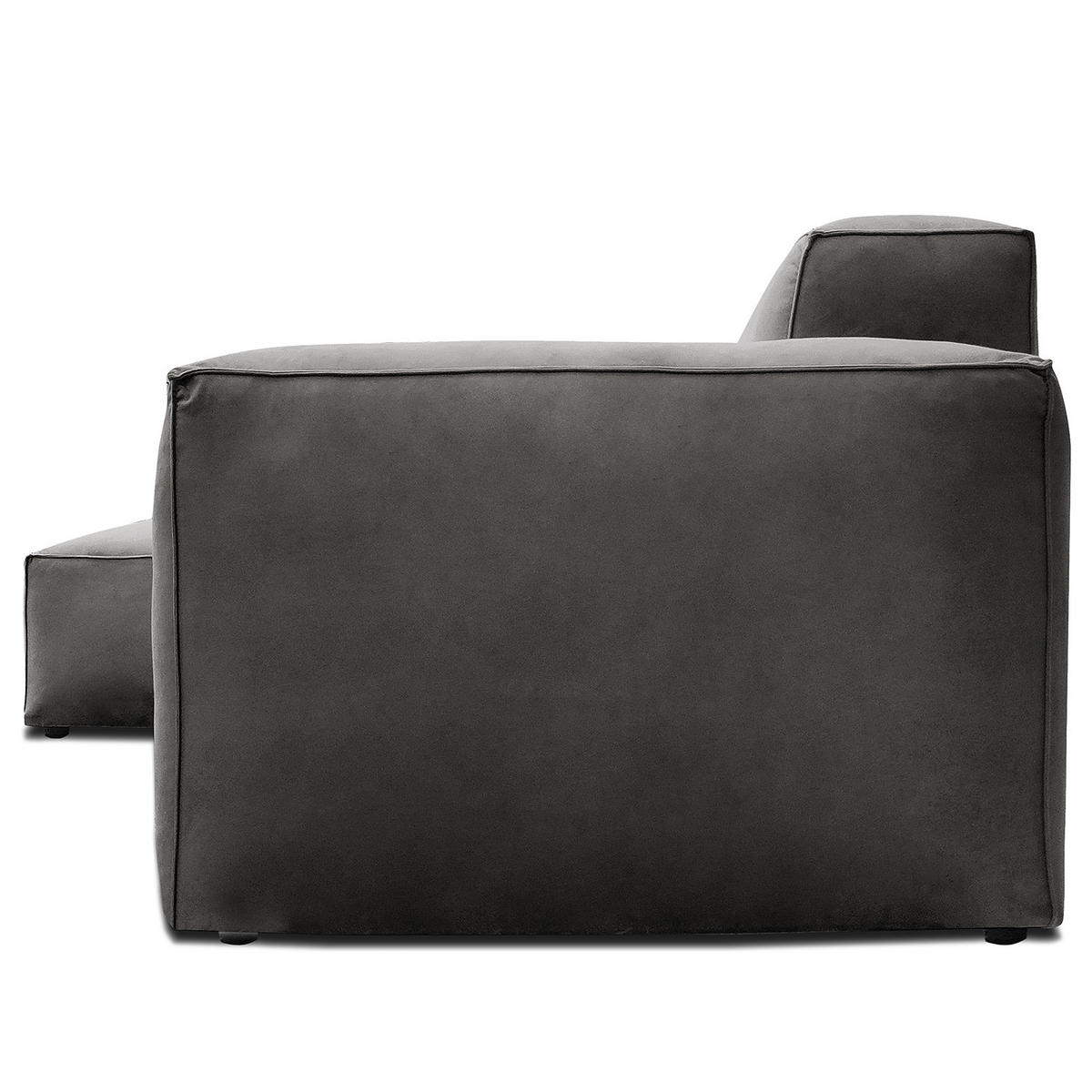 ECKSOFA mit Longchair - Schwarz/Grau, Kunststoff/Textil (345/170cm) - home24