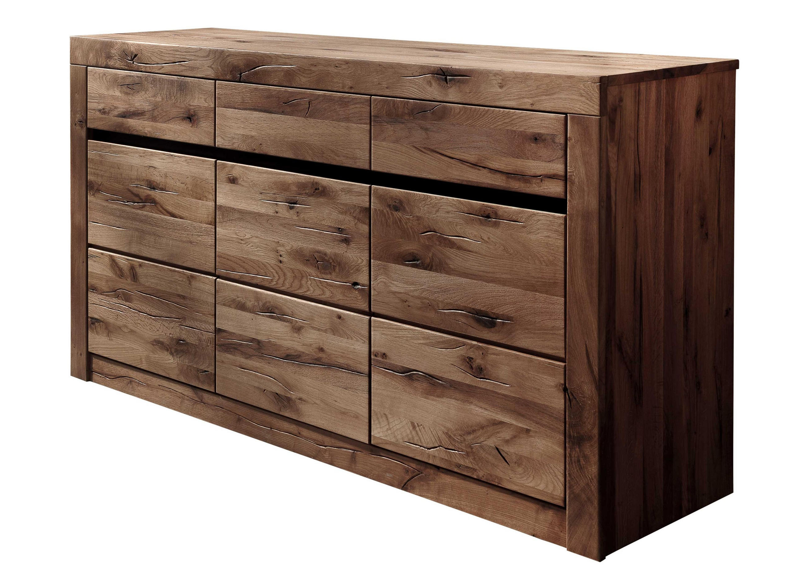 SIDEBOARD Wildeiche / Zerreiche 150x43x80 braun geölt MONTREUX #351 - Braun, Holz (150/80/43cm) - Massivmoebel24