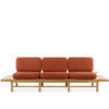 GARTENSOFA ATREDA 3-Sitzer, mit beideseitig Ablagen - Orange, Holz/Textil (260/74/80cm) - KONSIMO®