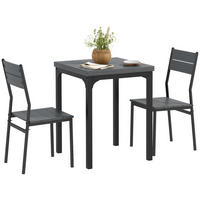 ESSGRUPPE 3-teilige DE-10303 1 Tisch + 2 Stühle Grau - Grau, Metall (60/76/60cm) - ComfortXL