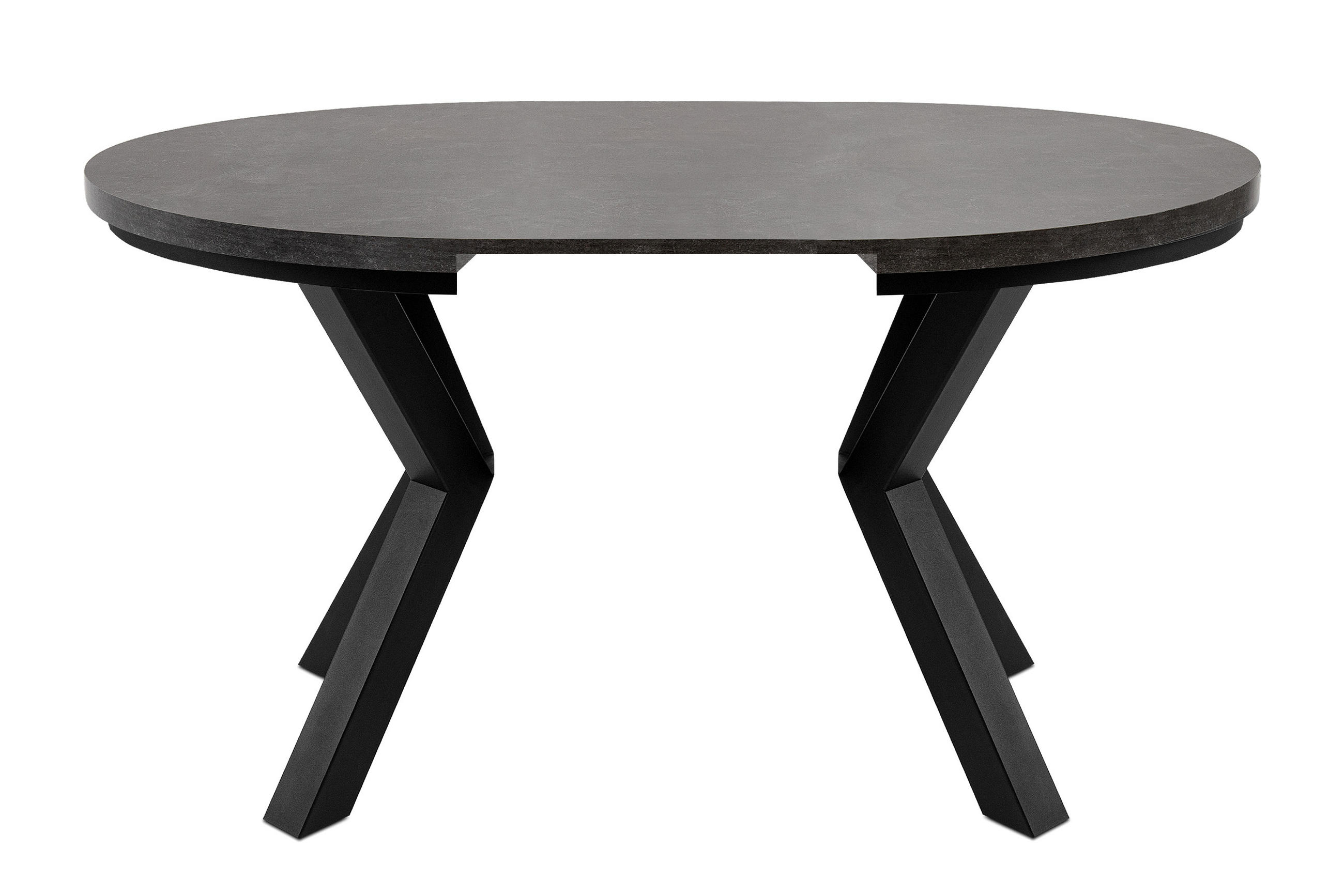 ESSTISCH ROSTEL Ausziehbar 100-180cm Rund, beton/schwarz - Dunkelgrau/Schwarz, Holz (100/180/75cm) - KONSIMO®