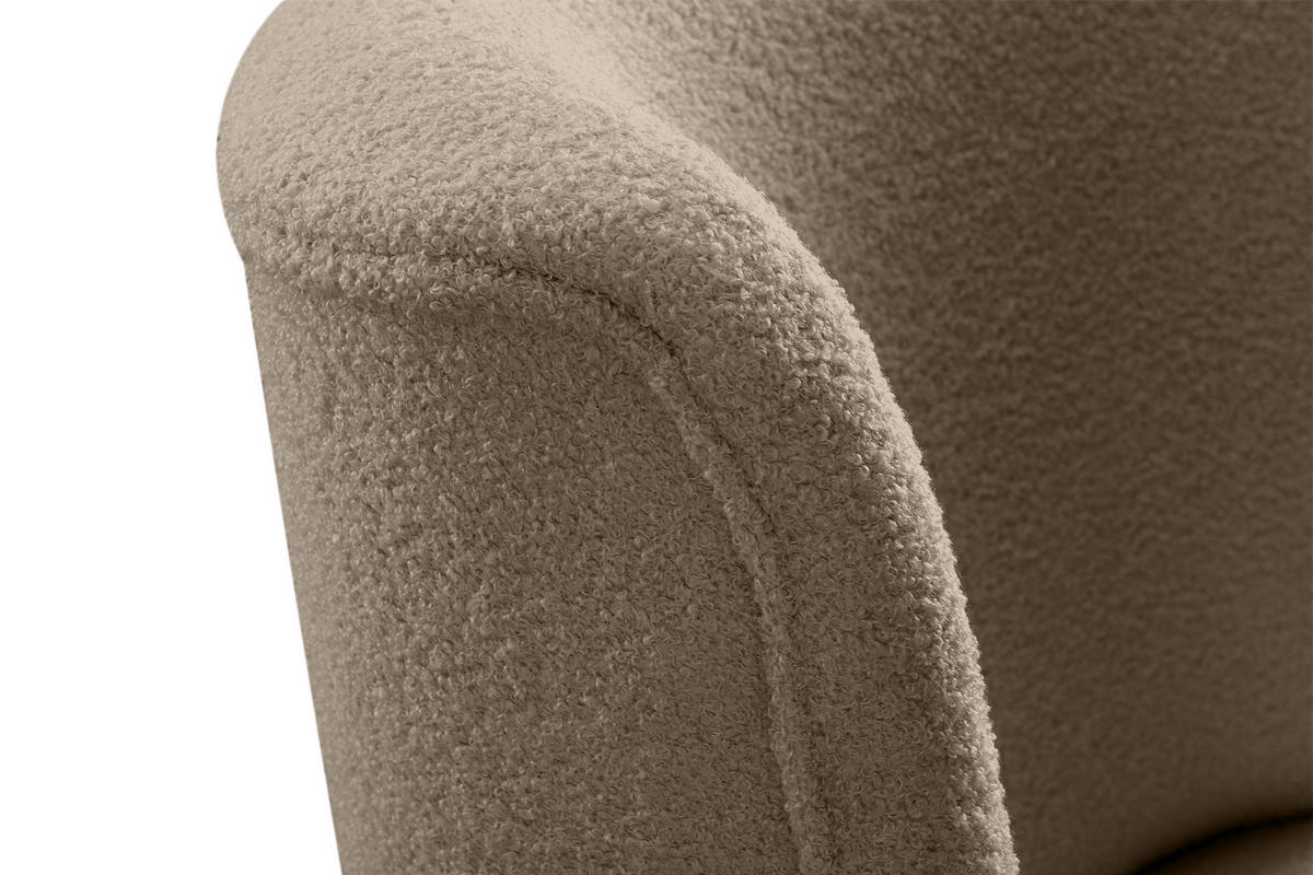 COCKTAILSESSEL APPA uf hohen schwarz lackierten Beinen aus Buchenholz, aus recyceltem Boucle-Stoff, Hellbraun/Schwarz - Hellbraun/Schwarz, Holz/Textil (63/89/65cm) - KONSIMO®