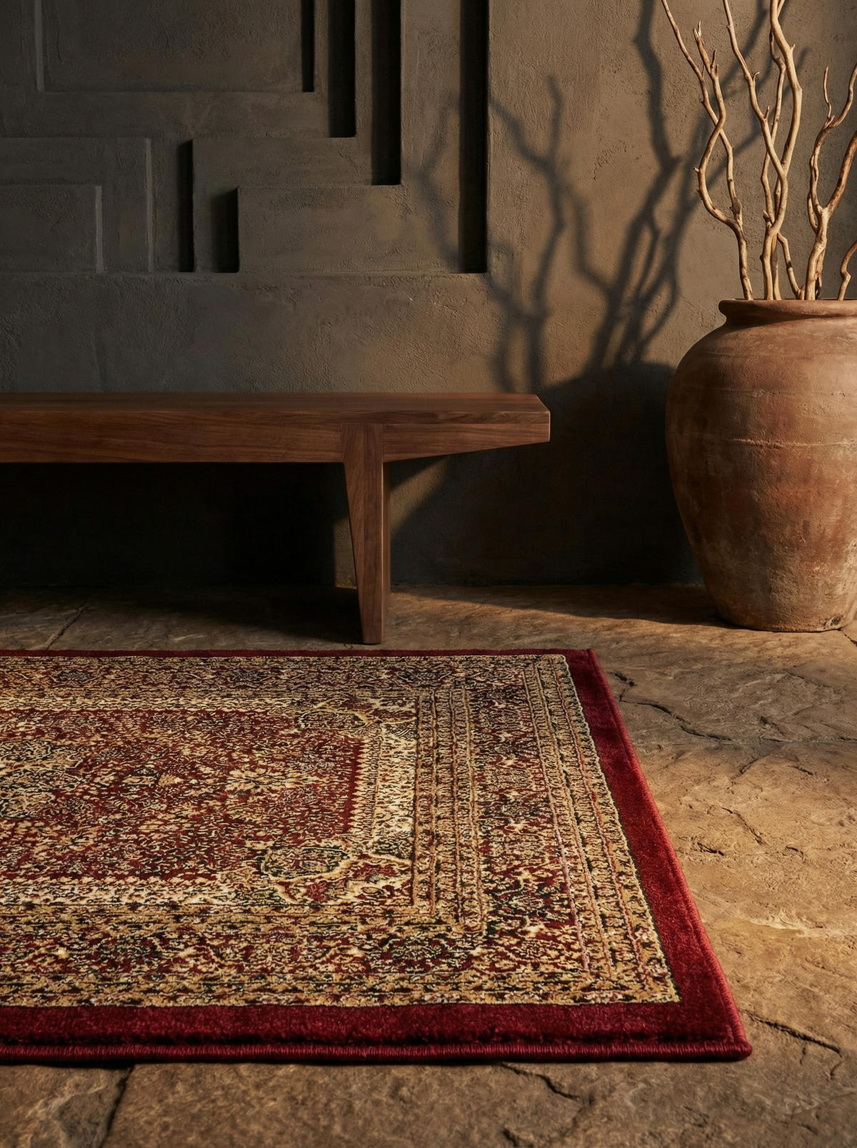 ORIENTTEPPICH Kurzflor Polypropylen saugroboter Wohnzimmer Rot Rechteckig 240x340 - Rot, Textil (240/340cm) - KADIMA DESIGN